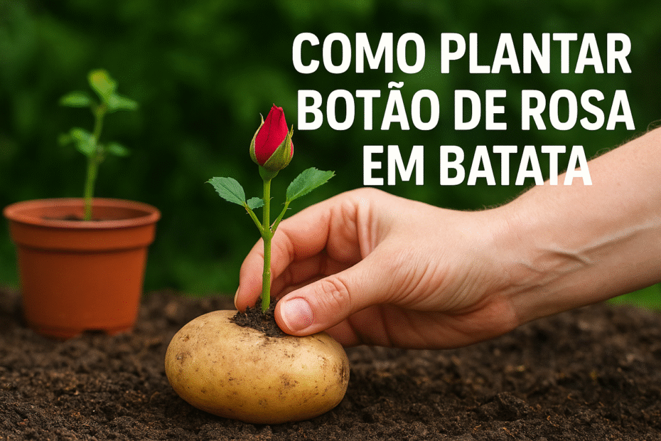 como plantar botão de rosa em batata​