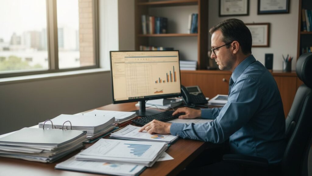 Profissional no trabalho ilustrando quanto ganha um auditor fiscal da Receita Federal