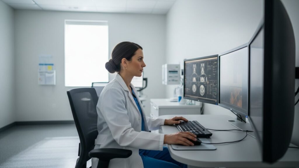Profissional no trabalho ilustrando quanto ganha um radiologista